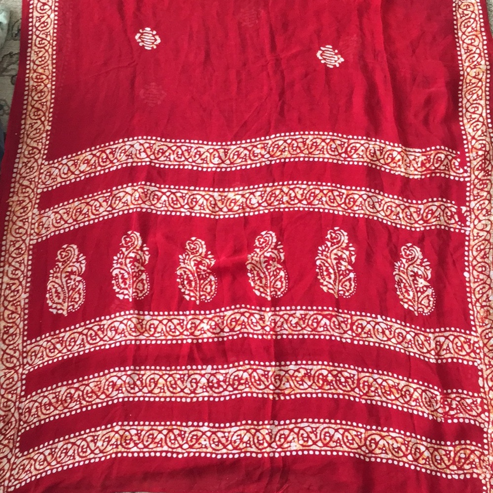 Red georgette saree